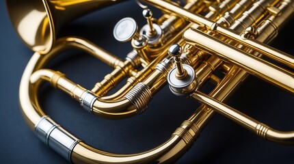 Fototapeta premium Close-up of a Gleaming Golden Trumpet