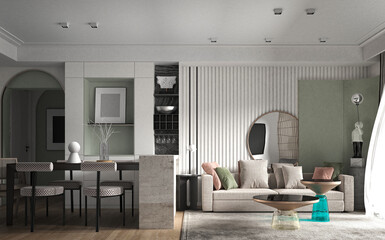 3d render modern living room