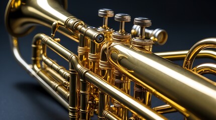 Close-up of a Gleaming Golden Trumpet