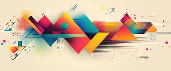 Fototapeta premium Abstract colorful geometric shapes composition.