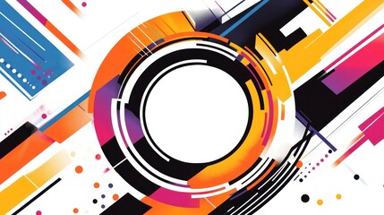 Obraz premium Abstract colorful geometric design with central circle.
