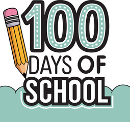 100 Days of School t-shirt design - Typography, silhouette, Fun, Educational, Kids, Celebration, and Milestone Graphics.