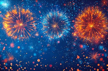 Obraz premium Fireworks celebration set against a twilight sky background