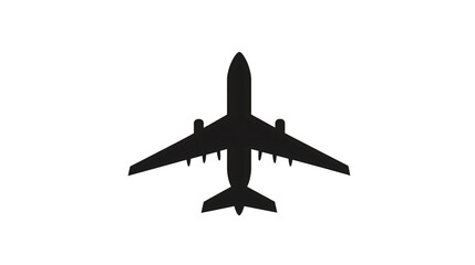 Dark silhouette of a passenger plane flying with transparent background, ideal for travel and aviation projects