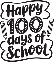 100 Days of School t-shirt design - Typography, silhouette, Fun, Educational, Kids, Celebration, and Milestone Graphics.