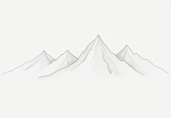 Fototapeta premium Minimalist White Line Drawing of Mountain Range. Perfect for nature-inspired designs, modern decor, or serene branding projects