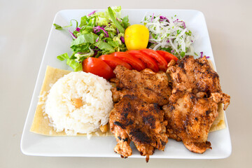 Chicken wings barbeque in a dish with BBQ grill sauce . Izgara tavuk kelebek sis kanat. Tavuk sis, gogus.