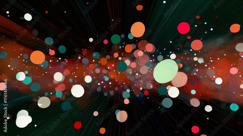 Poster colorful particles dance through a cosmic backdrop, creating a mesmerizing visual experience
