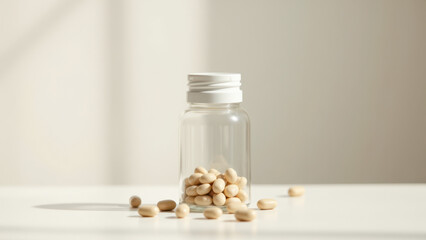 Magnesium glycinate supplement capsules on a table.
