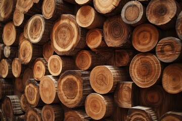 Wooden Logs Arranged In A Stacked Pattern