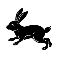 jumping rabbit silhouette, black and white silhouette, vector and illustration