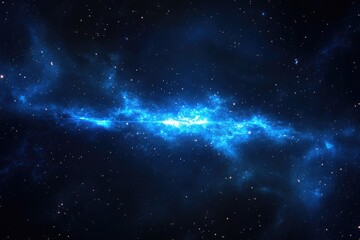 Obraz premium A Mesmerizing Blue Laser Light Show in an Abstract Space, Illuminating Stars with Glowing Patterns on a Black Background