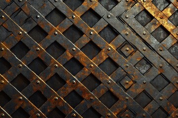 3D Perspective of Raised Metal Mesh: A Top View of Expanded Grid Design