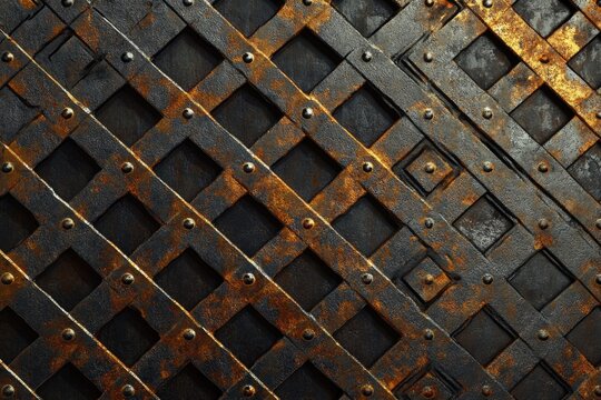 3D Perspective of Raised Metal Mesh: A Top View of Expanded Grid Design