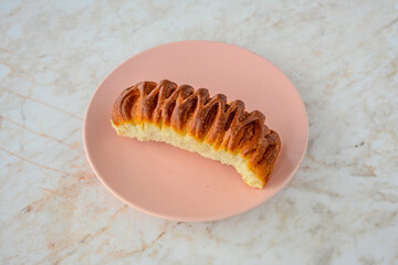 Turkish pastry product , tasty pogaca. Simit, gevrek. Turkish Pastries; peynirli, patatesli, kasarli pogaca, borek, acma, ay coregi at patisserie showcase.