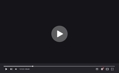 Video player window vector graphic element - multi media frame template mockup with user interface buttons on black background