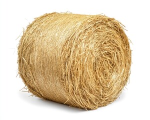 Isolated Bale of Straw on White Background: A Single Hayrick Representing Farming and Agriculture