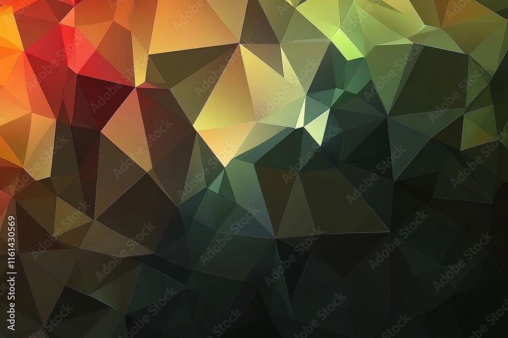 Poster a vibrant abstract pattern of multicolored triangular shapes creating a dynamic visual experience.