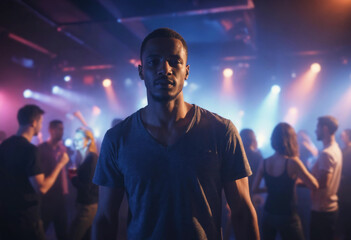 man in nightclub young people dancing in the background