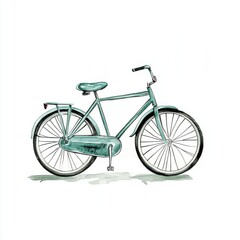 Fototapeta premium A vintage teal bicycle with a classic design, evoking nostalgia and simplicity in its style.