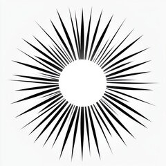 Obraz premium A striking black and white sunburst design with sharp rays radiating from a central circle, creating a bold visual effect.