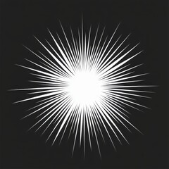 White sunburst explosion with radiant spikes emanating from a central bright core against a dark background.