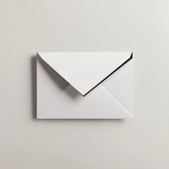 A simple white envelope lying flat on a light background, conveying a sense of minimalism and elegance.