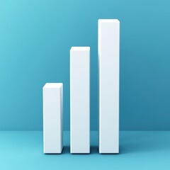 Three ascending white bar graphs symbolizing growth and progress on a teal blue background.