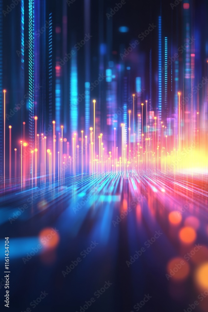 Poster abstract technology background, data speed lines, futuristic communication and networking.
