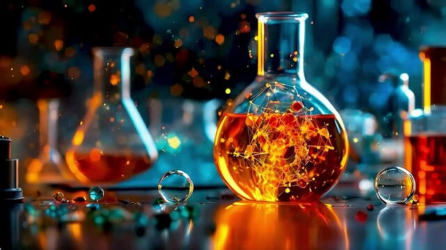 a chemistry flask  and  other glassware
