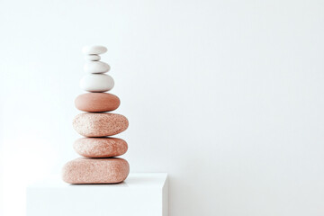 Stacked Stones for Minimalistic Meditation Creating Calm in a Chaotic Environment