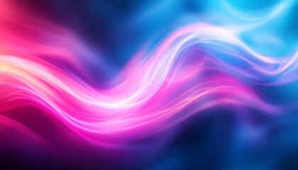 Abstract Background, Dynamic Colorful Neon Light Waves Flowing in Motion With Energy On A Dark