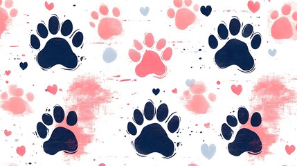 Fototapeta premium A playful pattern of paw prints, filled with charm