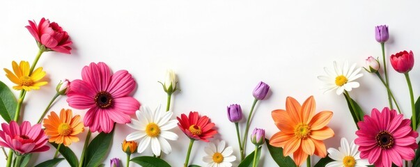 Fototapeta premium Spring Floral arrangement with white background , spring flowers, pastel colors