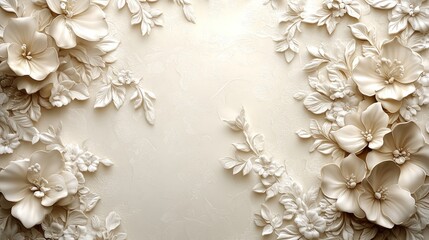 Elegant floral relief design on a soft background, perfect for backgrounds or decor.