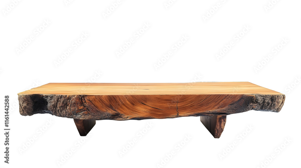Poster Rustic wooden table top isolated on transparent background, perfect for displaying products