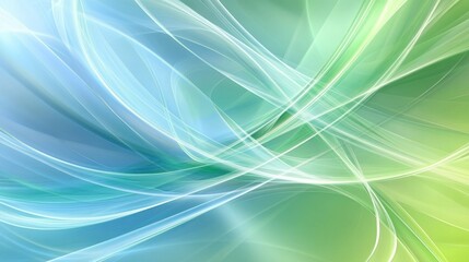 Abstract background with flowing light blue and green lines.