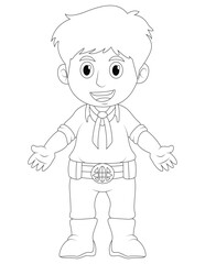 In Brasilia, Brazil, the child wears a traditional Brazilian outfit, like a simple version of the traditional gaucho attire, traditional Brazilian outfit coloring page for kids . boy coloring page for
