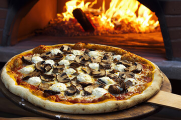 Wood-Fired Mushroom Pizza with Mozzarella