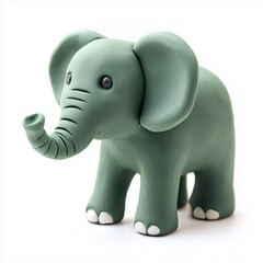 Fototapeta premium Elephant symbol made from Plasticine modeling clay isolated on white background
