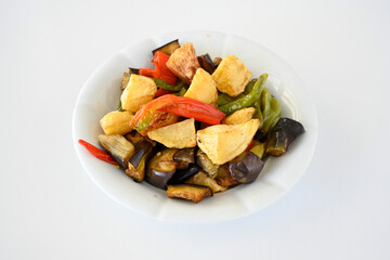 Turkish style mixed vegetable fried with yoghurt (Yogurtlu Karisik Kizartma) Karisik yogurtlama.