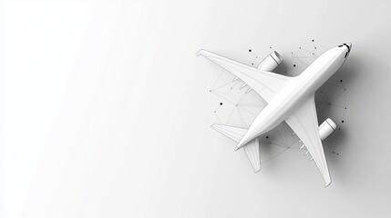 Fototapeta premium Abstract airliner wireframe with Earth symbol Low poly structure on gray background Business motivation or growth concept