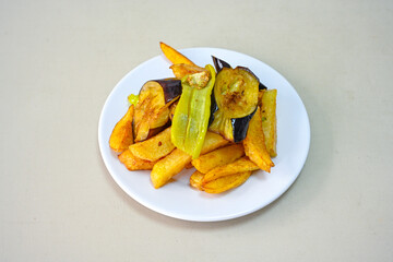 Turkish style mixed vegetable fried with yoghurt (Yogurtlu Karisik Kizartma) Karisik yogurtlama.