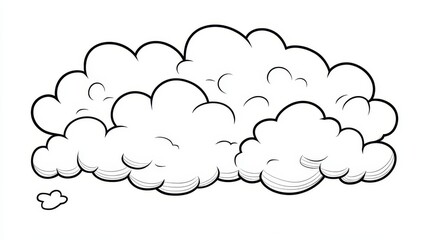 Black and white vector style line drawing of a single cloud outline for coloring activities