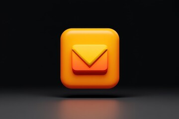 Fototapeta premium Stylized email icon in vibrant orange and yellow tones, set against a dark background.