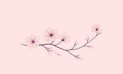 Delicate pink flower branch illustration