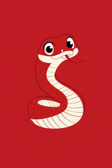 Fototapeta premium Cute snake, Chinese paper-cut style, Chinese New Year