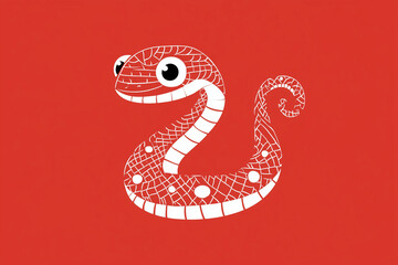 Fototapeta premium Cute snake, Chinese paper-cut style, Chinese New Year