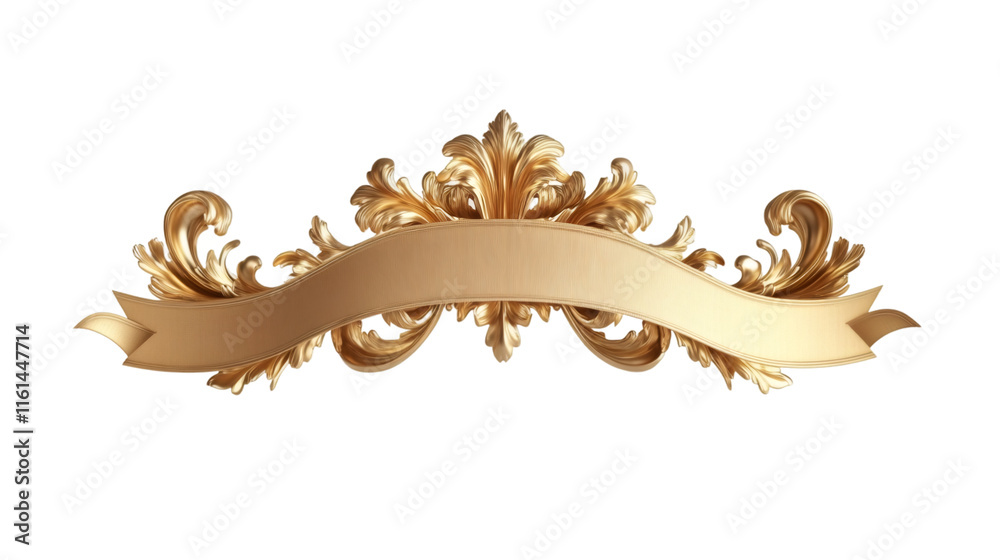 Poster elegant golden ribbon banner featuring intricate baroque decorations, adding a luxurious touch to va