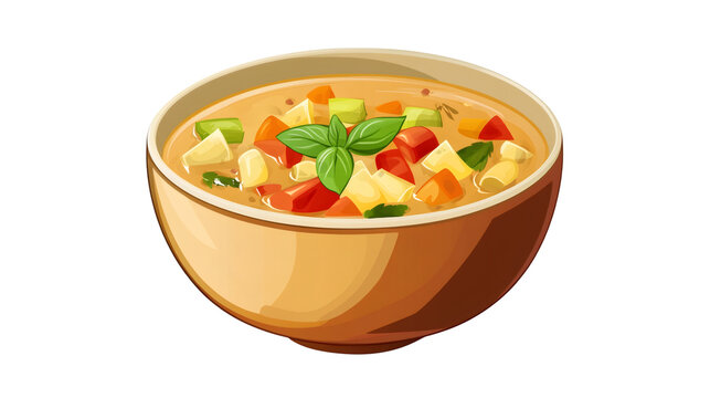 vegetable soup in bowl, colorful, healthy food clip art preview